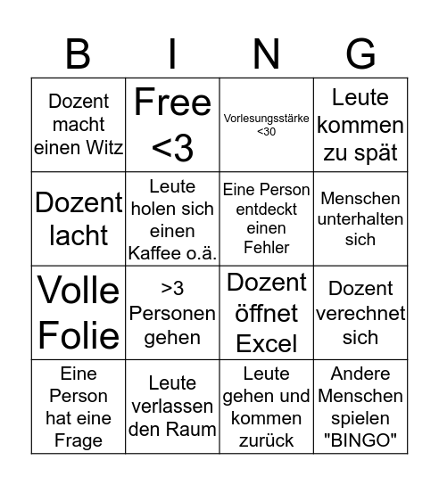 Statisktik Bingo Card