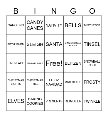 CHRISTMAS BINGO ! Bingo Card