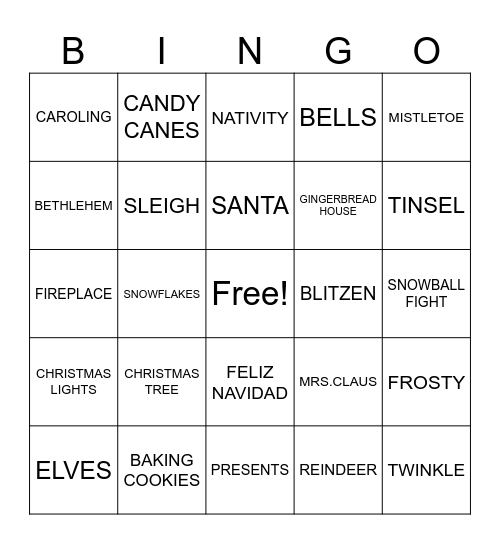 CHRISTMAS BINGO ! Bingo Card