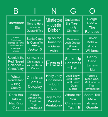 Christmas - 5 in a row Bingo Card