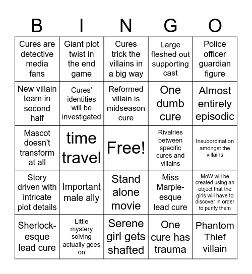 Meitantei Pretty Cure Bingo Card