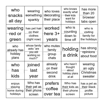 Find Someone Bingo Card