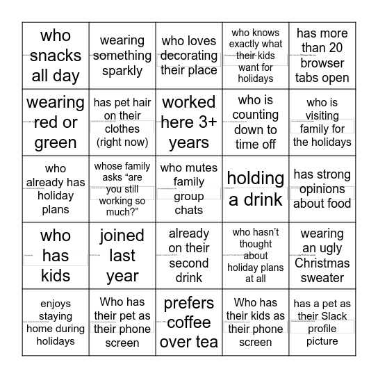 Find Someone Bingo Card