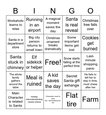 Christmas Movie Bingo Card