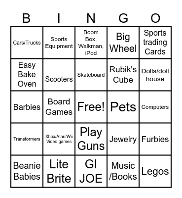 E & E Bingo Card