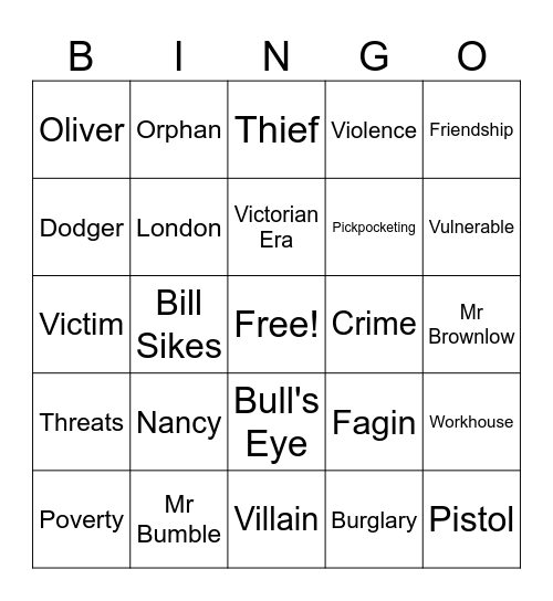 OLIVER TWIST Bingo Card