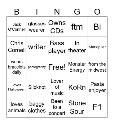 My Bingo Card!! Bingo Card