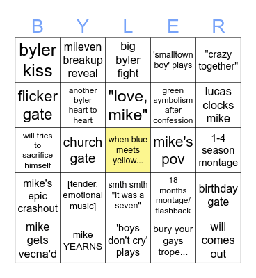 S5 Byler Predictions Bingo Card
