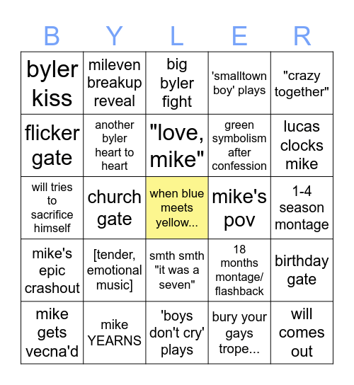 S5 Byler Predictions Bingo Card