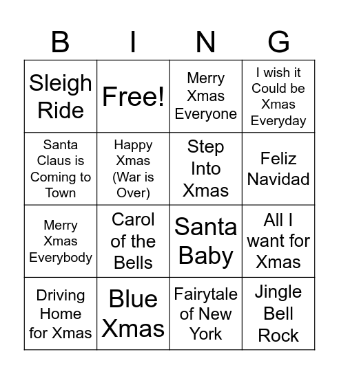 Christmas Singo! Bingo Card