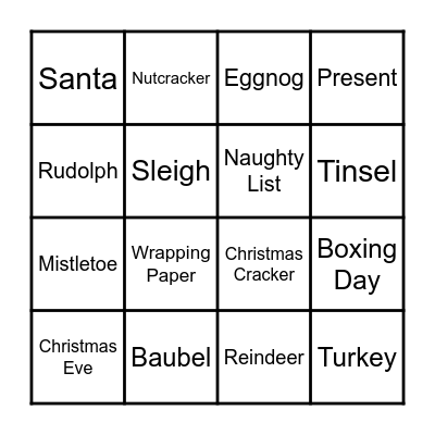 Christmas Bingo Card
