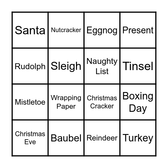 Christmas Bingo Card