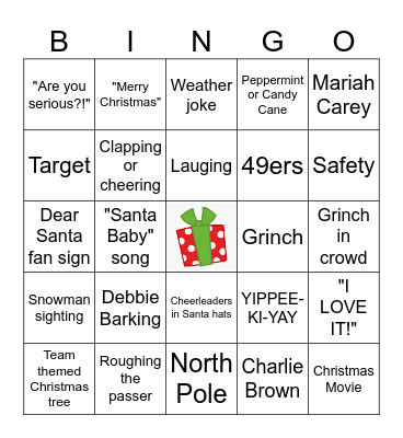 Christmas Football Bingo Card