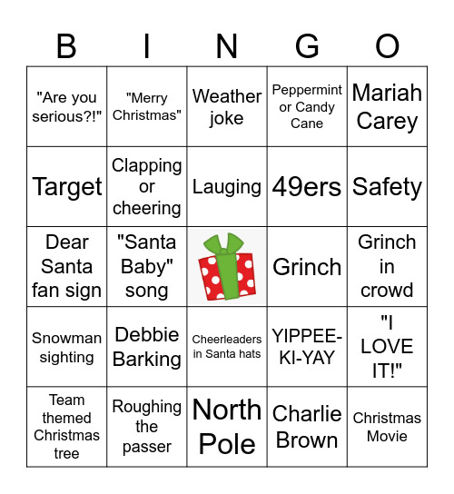 Christmas Football Bingo Card