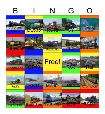 Railroads that I would like to visit with PWP besides the Happy Joe's Christmas Party one day Bingo Card