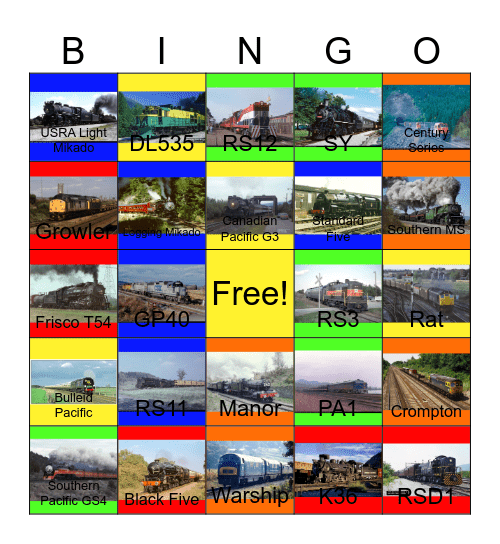 Railroads that I would like to visit with PWP besides the Happy Joe's Christmas Party one day Bingo Card