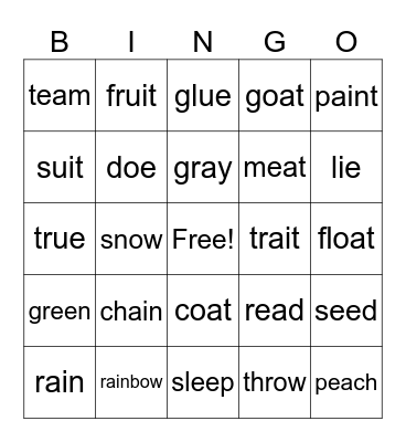 Vowel team BINGO Card