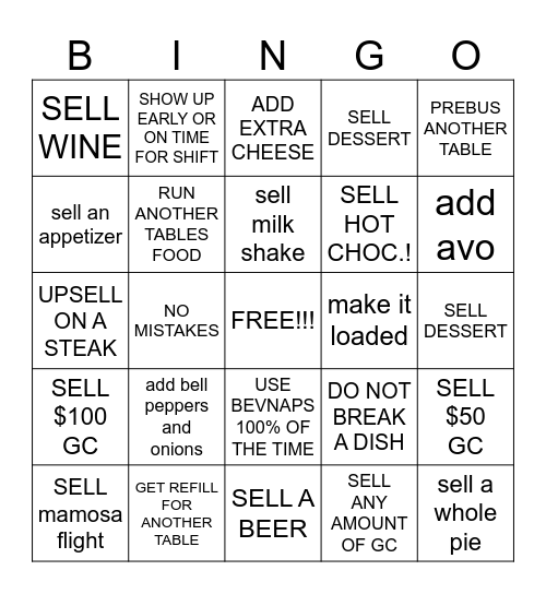SERVER BINGO Card