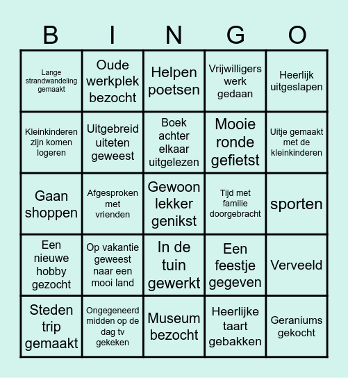 'Ik ben met pensioen Bingo' Bingo Card