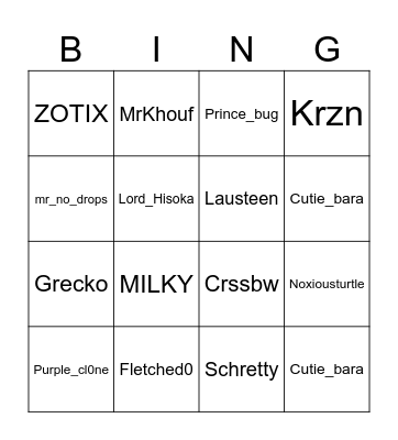 FREAKY AAAA Bingo Card