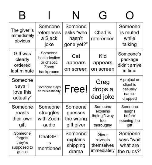Push10 Holiday Bingo Card