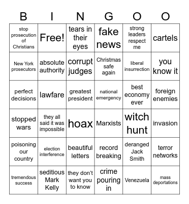 Satan Addresses the Nation Bingo Card