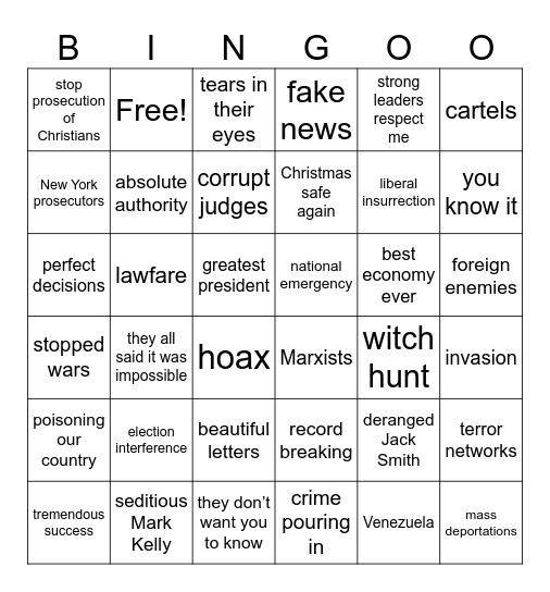 Satan Addresses the Nation Bingo Card