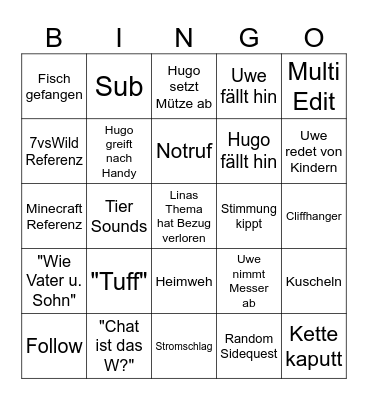 CHAINED Bingo Card