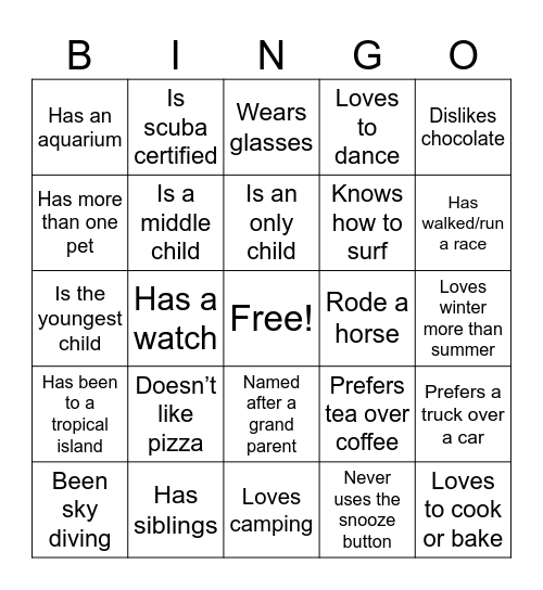 Ice-Ice Breaker! Bingo Card