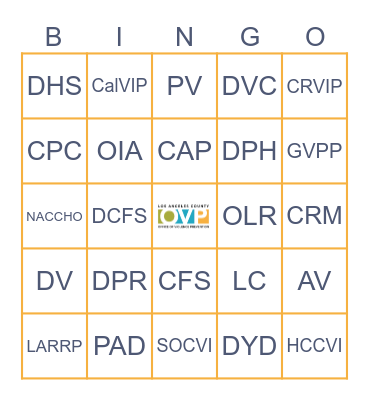 OVP Acronym Bingo 2025 Bingo Card
