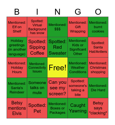 Pre-Reg Christmas Bingo Card