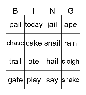 Long a Bingo Card