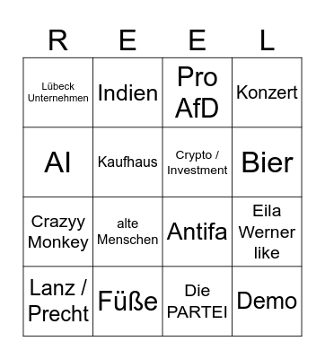 Insta Reel Bingo Card