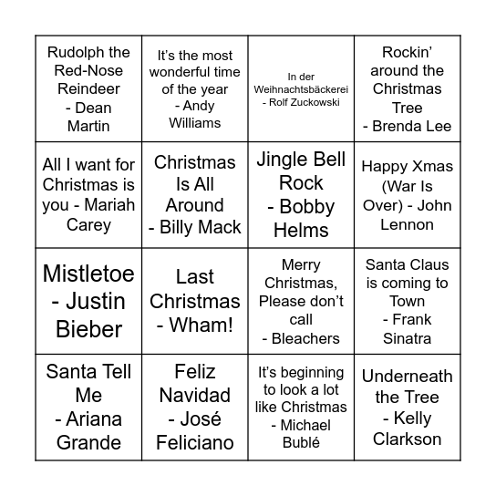 Weihnachtsbingo Card