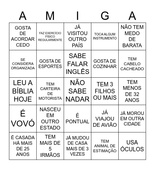 ENCONTRE ALGUÉM QUE... Bingo Card