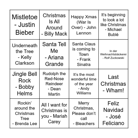 Weihnachtsbingo Card