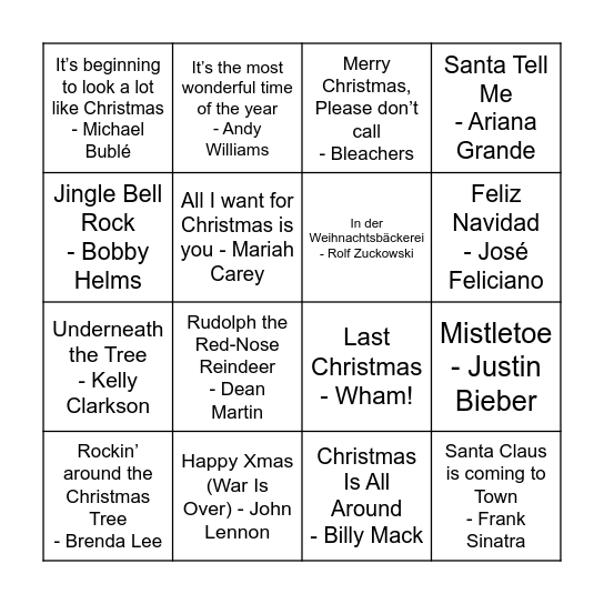 Weihnachtsbingo Card