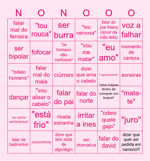 Bingo da Nono" Bingo Card