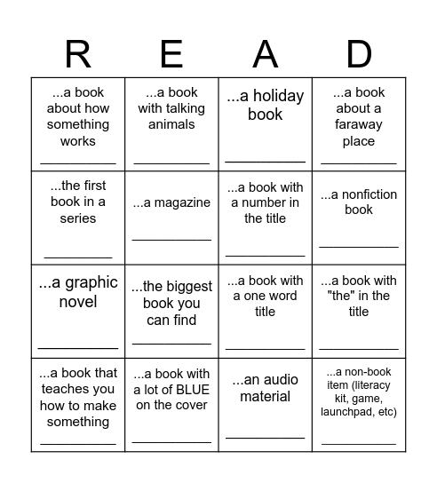 Library Bingo: Check out and enjoy... Bingo Card
