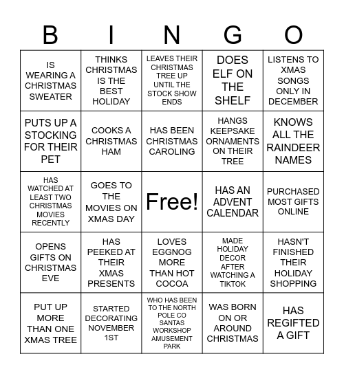 PIKES PEAK CHRISTMAS Bingo Card
