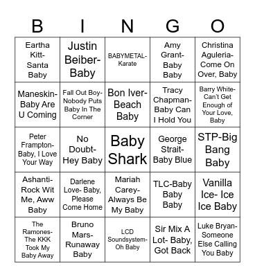 Radio Bingo "Baby" Music Bingo Card