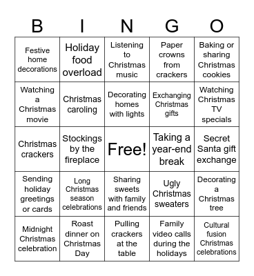 Turnitin Christmas Traditions 2025 Bingo Card