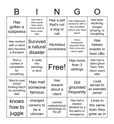 Get to Know Your Team Bingo Card