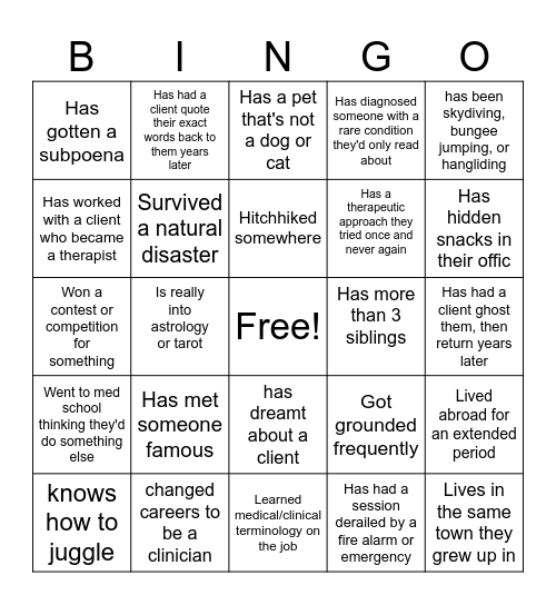 Get to Know Your Team Bingo Card