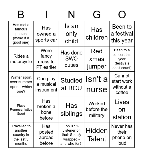 Interactive Human Bingo Card