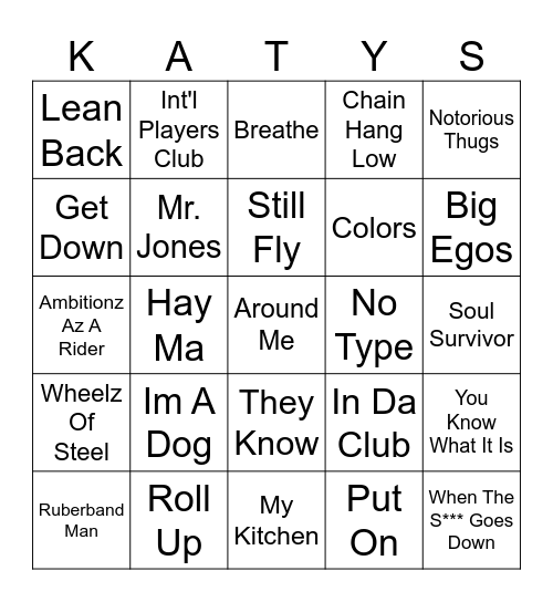 Autumn's Bday Bangers Bingo Card