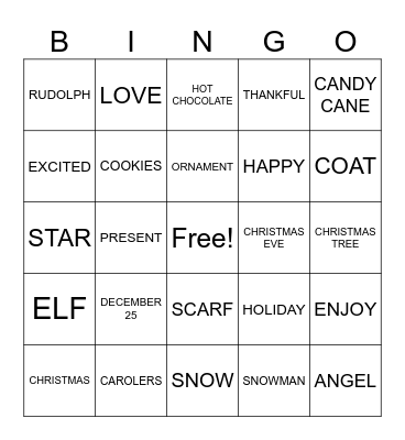 ASL CHRISTMAS Bingo Card