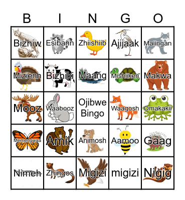 Ojibwe Bingo Card