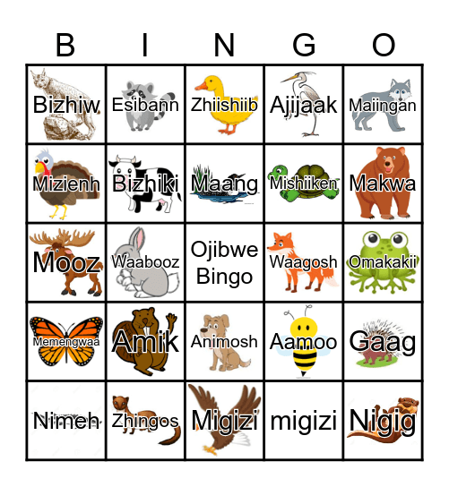 Ojibwe Bingo Card