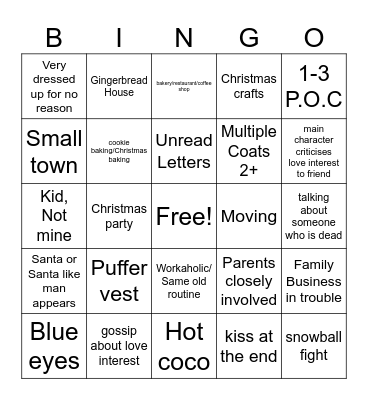 Hallmark Christmas Bingo Card